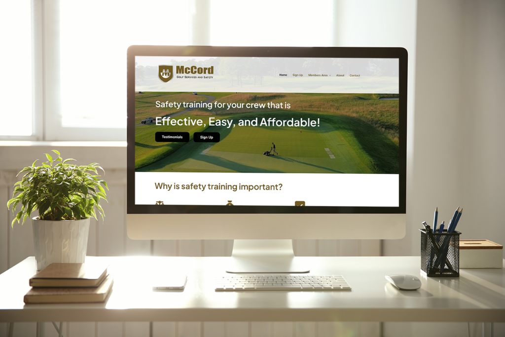 McCord Golf Website seen on a computer screen