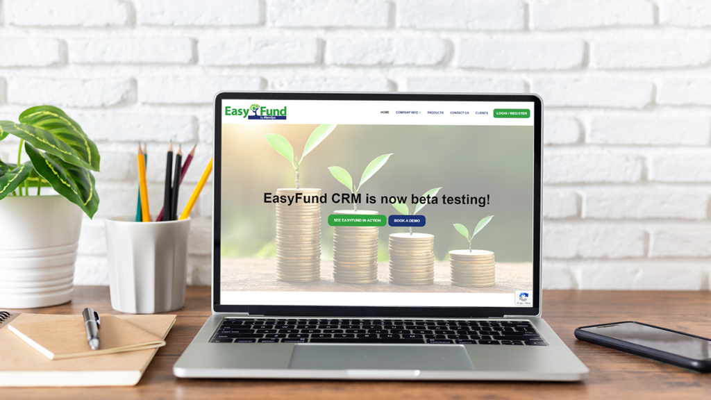 EasyFund Website seen on a computer screen